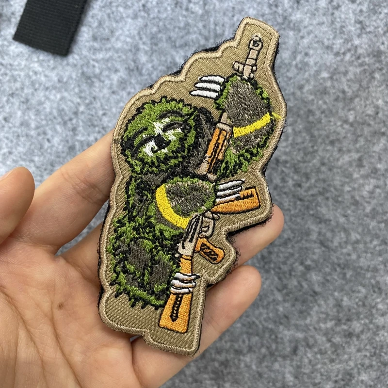 Sloth with Gun Tactical Moral Badge Backpack Embroidery Hook and Loop Patch Morale Armband Stickers Military Patches on Clothes