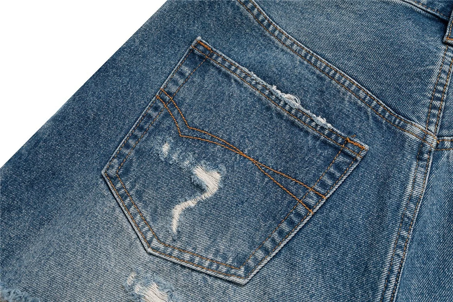 Heren gescheurde gat denim shorts streetwear hiphop punk knielengte broek harajuku vintage blauw gewassen jeans korte mannelijke