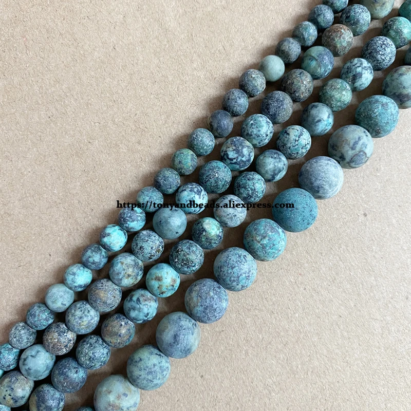 Natural Stone Matte B Quality African Turquoise Round Loose Beads 15\