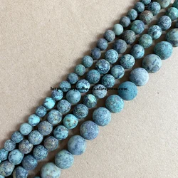 Natural Stone Matte B Quality African Turquoise Round Loose Beads 15