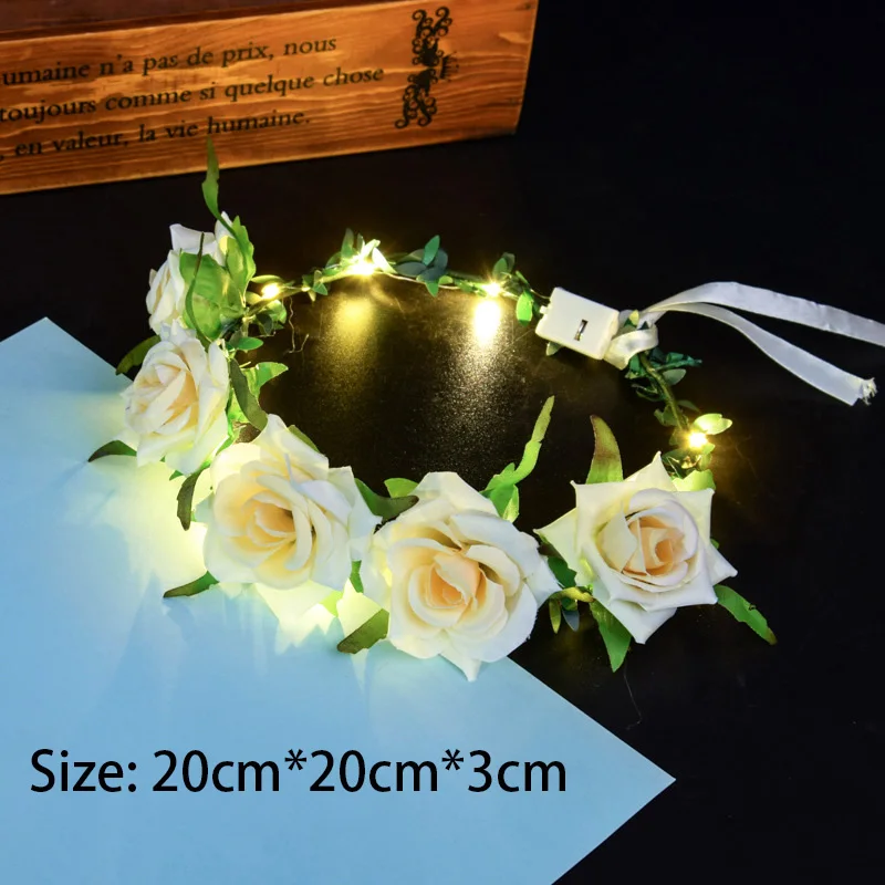 Artificial Simulation Glowing Wreath Bridal Headdress Beautifully Designed Adjustable Head Circumference Wedding Decoration