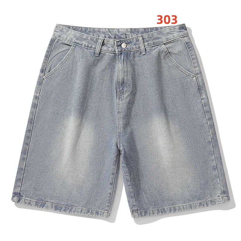 2025 Estate Nuovi Jeans larghi Pantaloncini da uomo Jeans larghi casual Retro Hip Hop Skateboarding Jeans da strada da uomo corti
