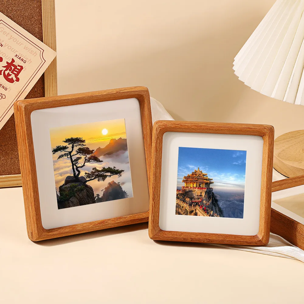 

High-grade Wedding Picture Frame,Square Teakwood Photo Frame,Stand for Pictures Home Desktop Decor,Gift,10x10cm 20x20cm 25x25cm