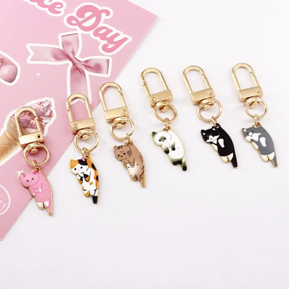 Little Fresh Korean Style Kitten Charm Alloy Keychains Alloy Animal Dripping Oil Bag Accessories Activity Gifts