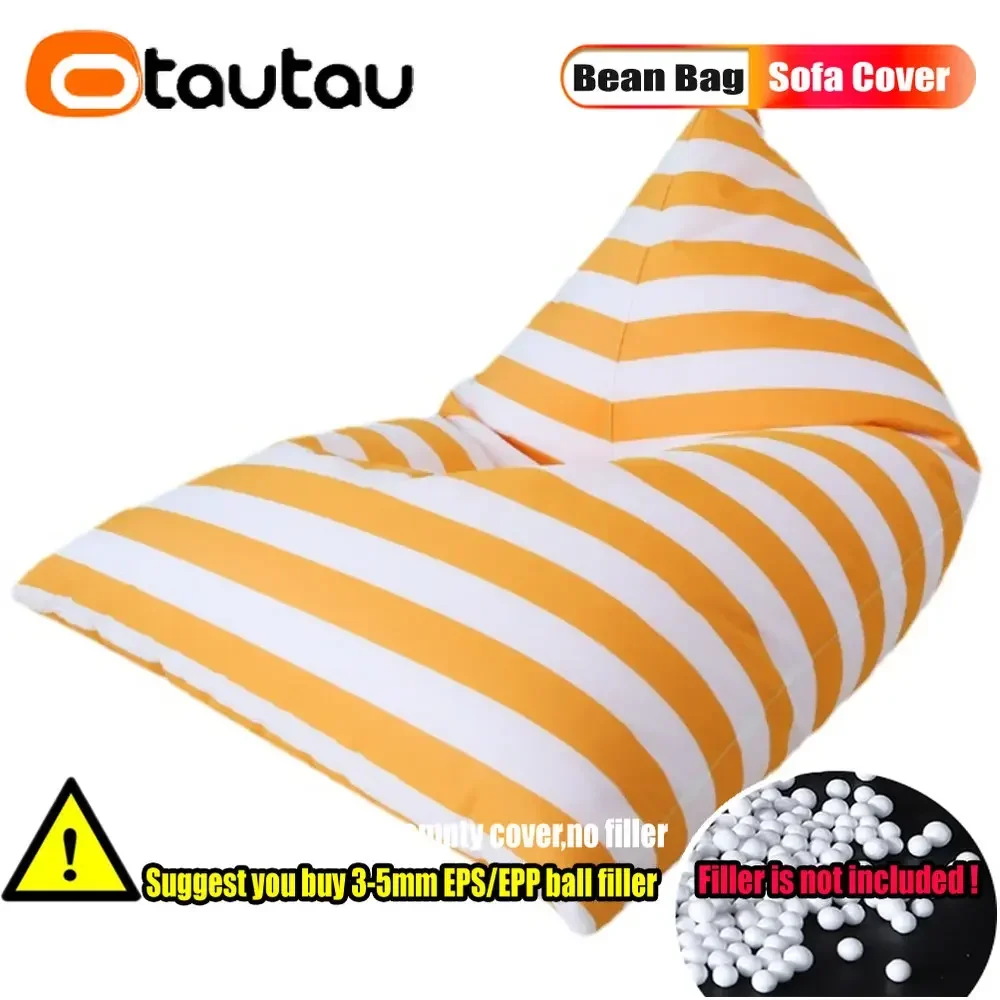 OTAUTAU Outdoor Bean Bag Pouf Cover Without Filler Waterproof Beach Garden Puff Salon Chaise Lounge Recliner Sofa Bed Sac SF076