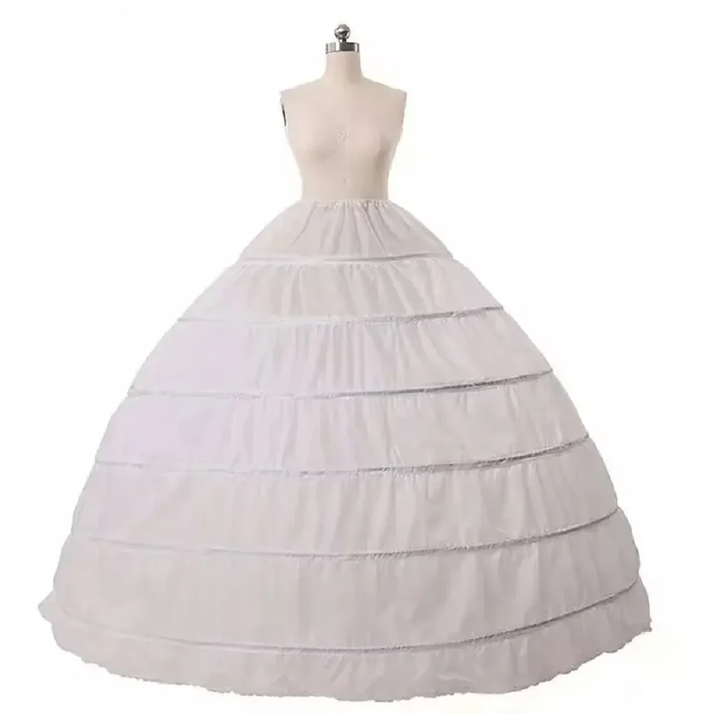 6 Hoepel Crinoline Wit Lange Bruiloft Petticoats Voor Bruid Baljurk Jurk Onderrok Rok Half Slips Bruiloft Accessoires