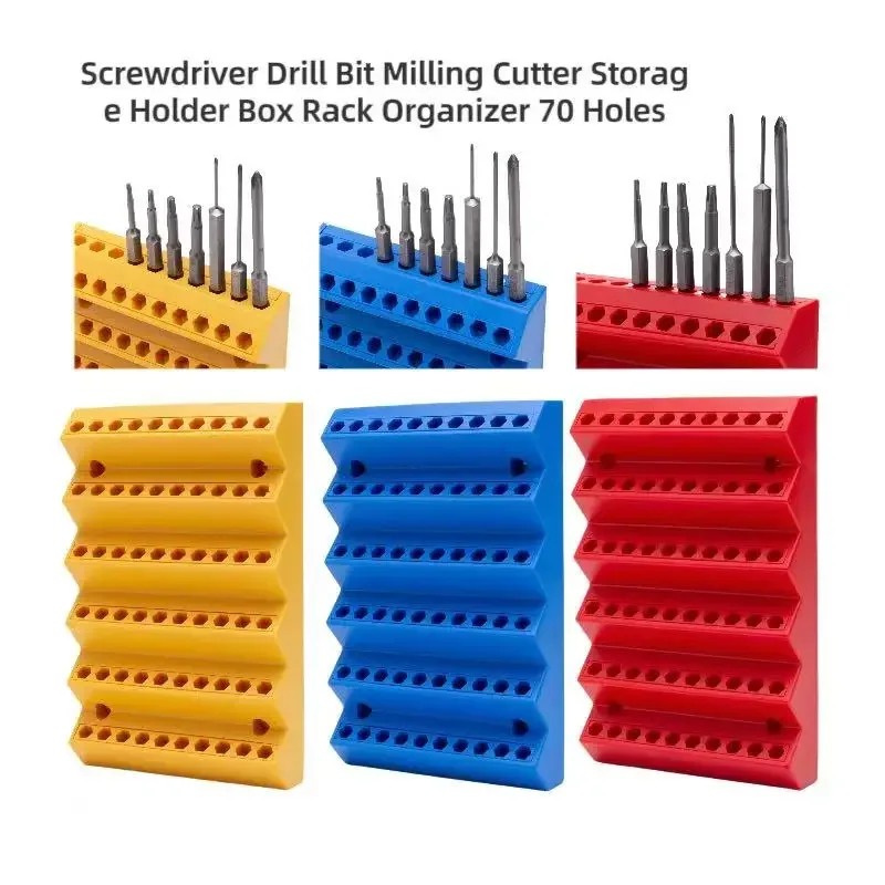Hexagonal Shank Drill Bit Bracket Screwdriver Drill Bit Milling Cutter Storage Holder Box Rack Organizer 70 Holes