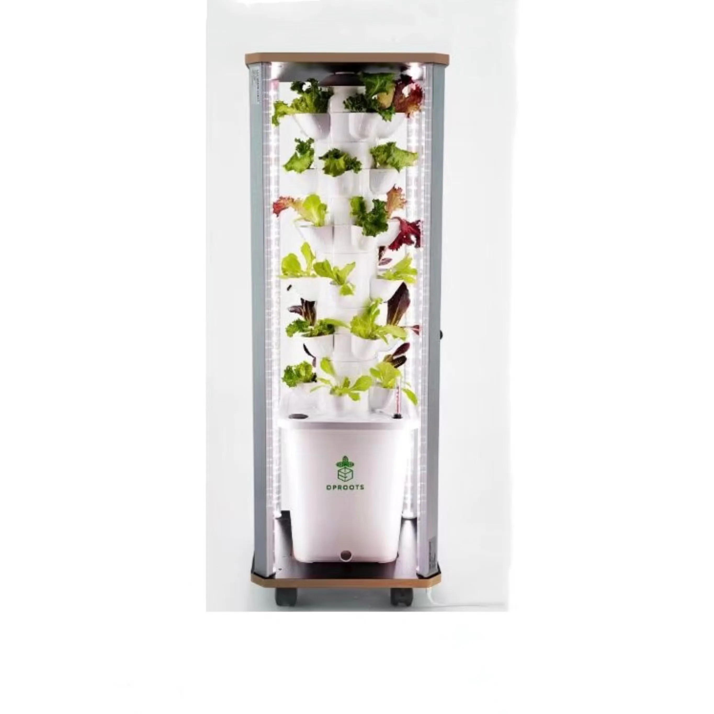 DPROOTS 30 Pods Garden Vertical Planting System Hydroponic Growing Tower With LED Light for Indoor Greenhouse Herbs Vegetables