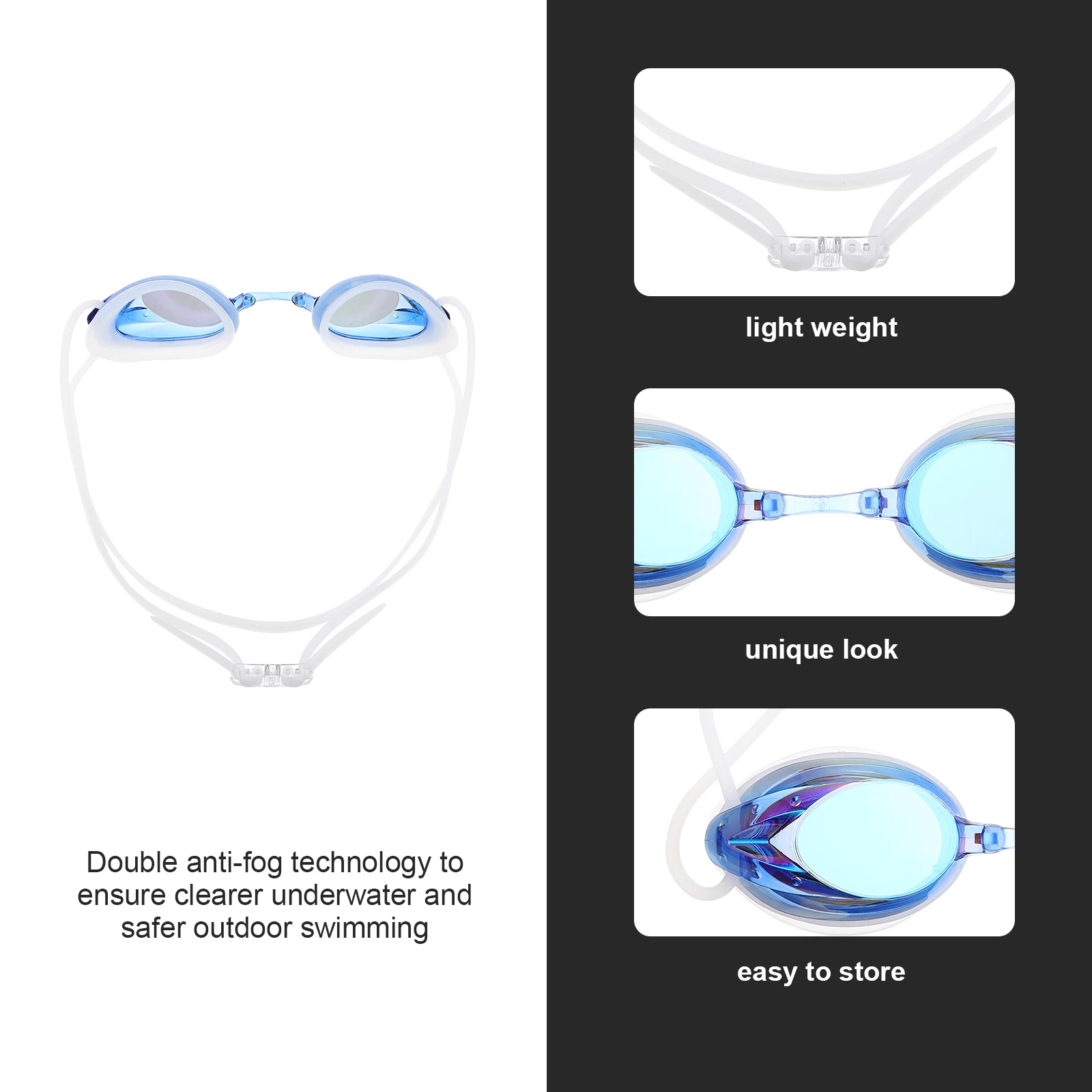 1 مجموعة مكافحة الضباب نظارات السباحة للبالغين مقاوم للماء تصميم مريح رؤية واضحة مزدوجة الضباب المقاومة الكبار نظارات السباحة #1