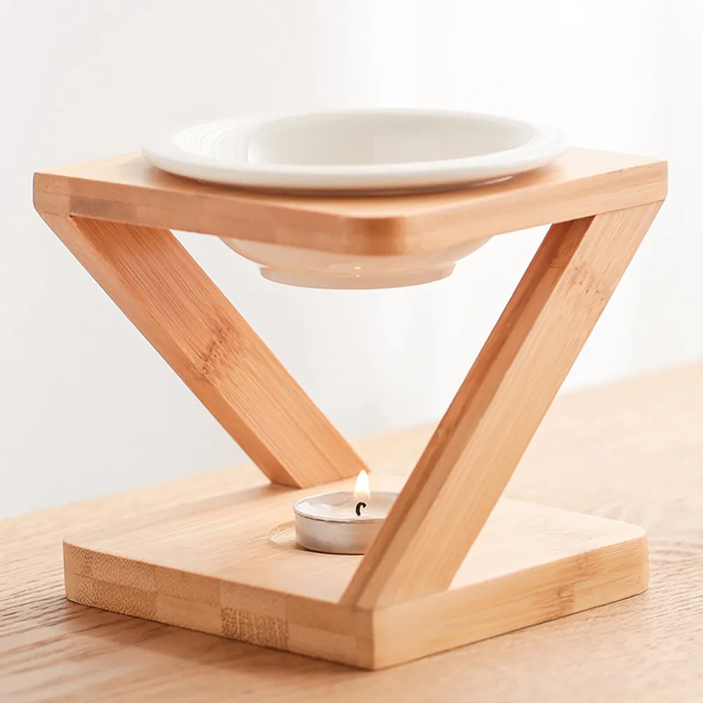 1Set Ceramic Wood Essential Oil Burner Tealight Holder Aromatherapy Diffuser Decoration for Home Office Yoga Room