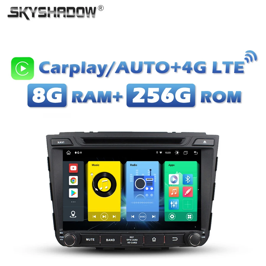 720P 4G SIM 360 Carplay Auto Android 14.0 8G+256G Car DVD Player GPS Map Radio Wifi Bluetooth For Hyundai Creta IX25 2014-2018