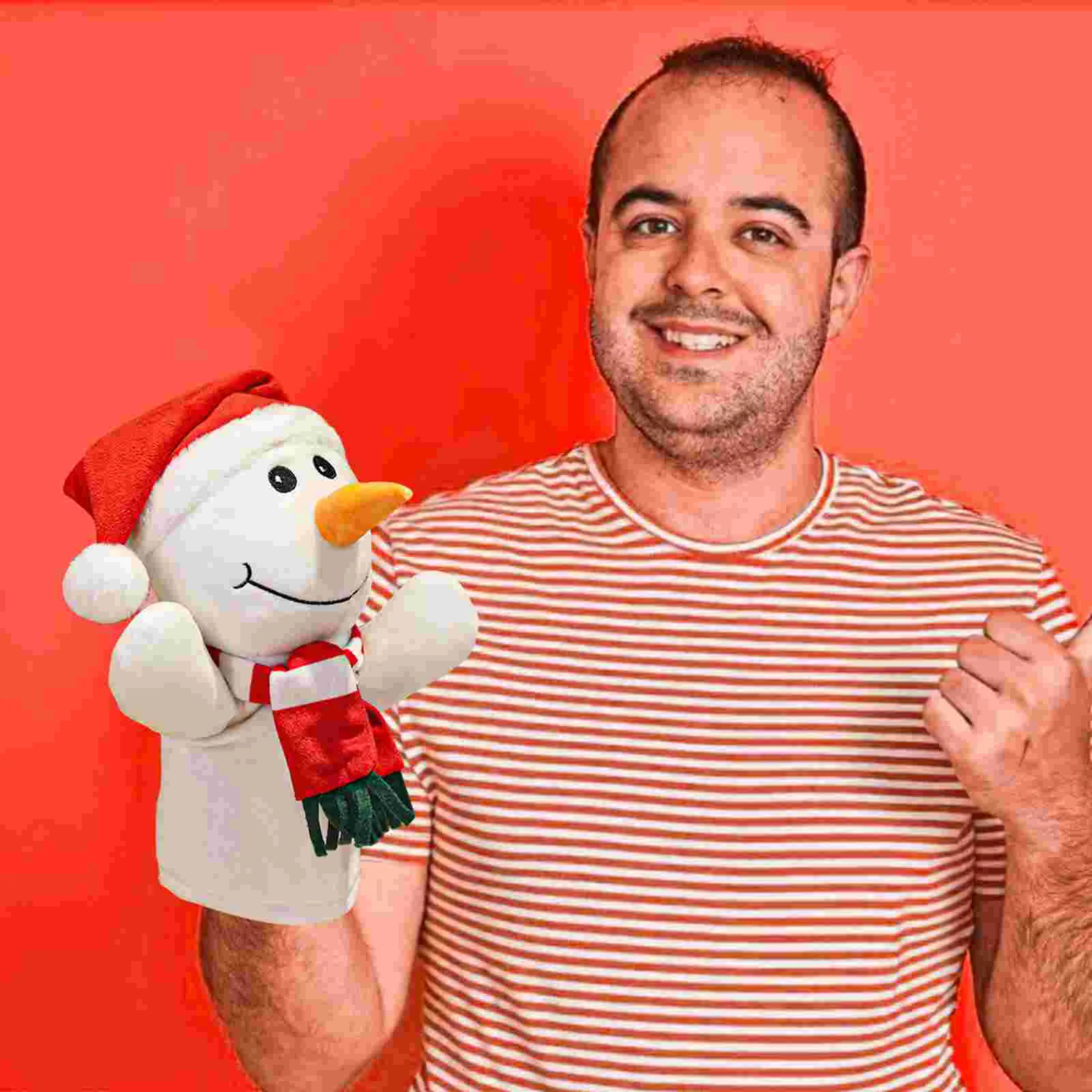 Fantoche de mão dos desenhos animados dedo brinquedos das crianças recheado pai-filho brinquedo boneco de neve crianças adorável natal educacional