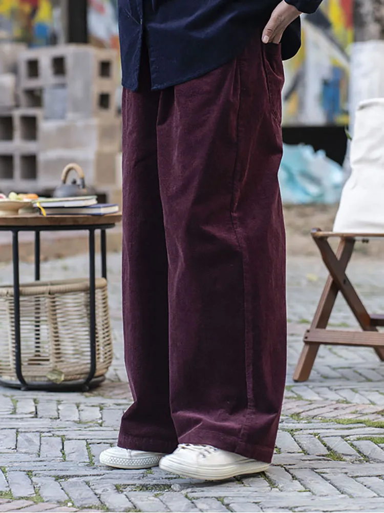 

Original Rain Ci Spring 2025 Casual Pants Simple Loose Straight Leg Velvet Red Color Women's Premium Faion Trousers