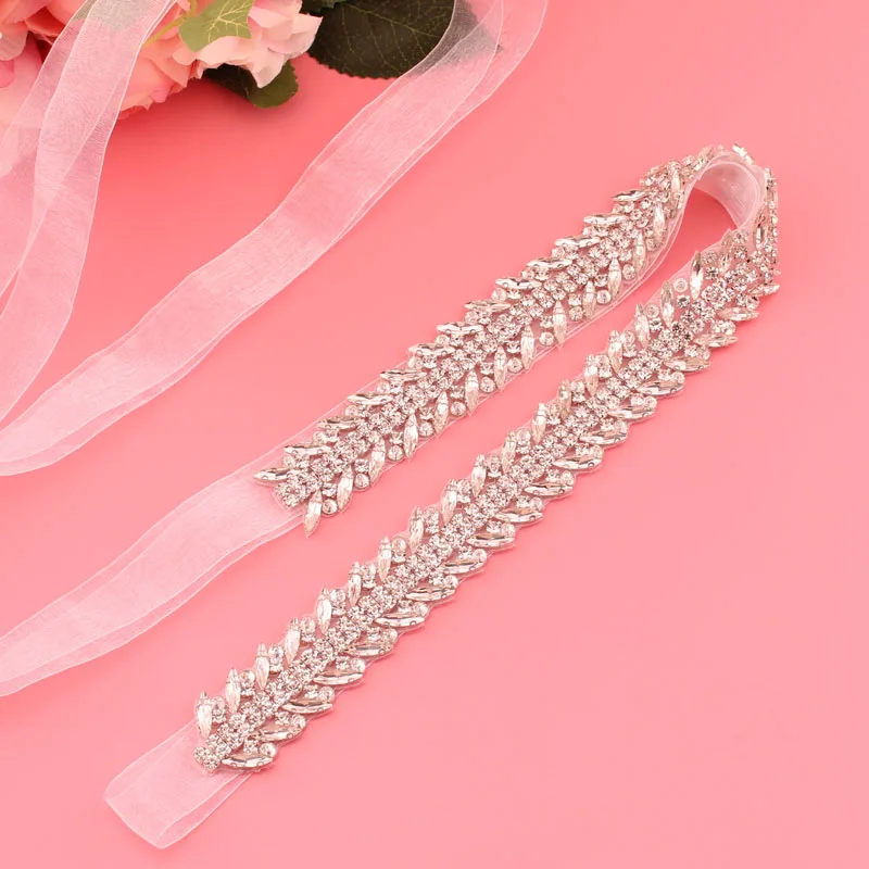 Silver Crystal Bridal Sash For Women Elegant Wedding Dress Belt With Stones New Rhinestone Pearl Bridal Belt Dresses Accessories