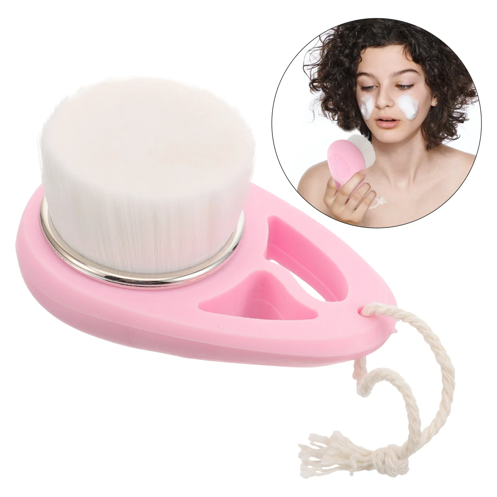 Facial Scrubber Exfoliator Silicone Handle Double-sided Cleansing Brush (pink) Makeup Manual Silica Gel