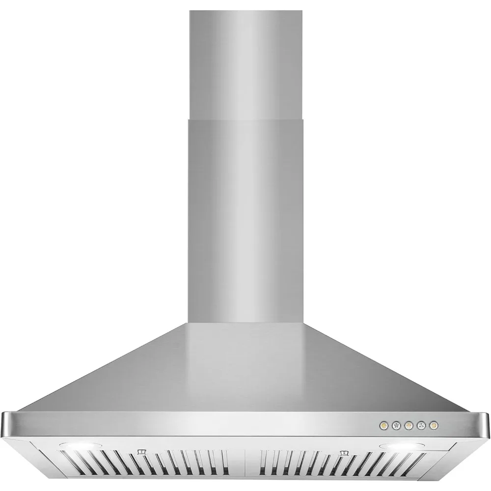 30 in. Wall Mount Range Hood with 380 CFM, Ducted, 3-Speed Fan, Permanent Filters, LED Lights, Chimney Style Over Stove