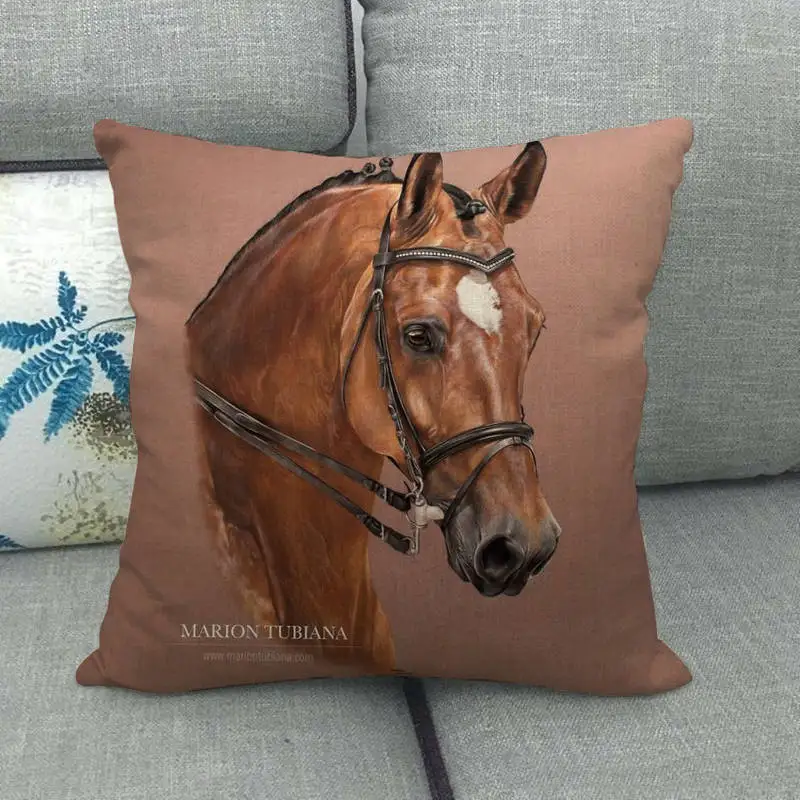 Animal Pattern Pillowcase Decoration Pillowcase Simple Wind Pillow Set Art Restoring Ancient Ways Horse Head Linen Pillow Case