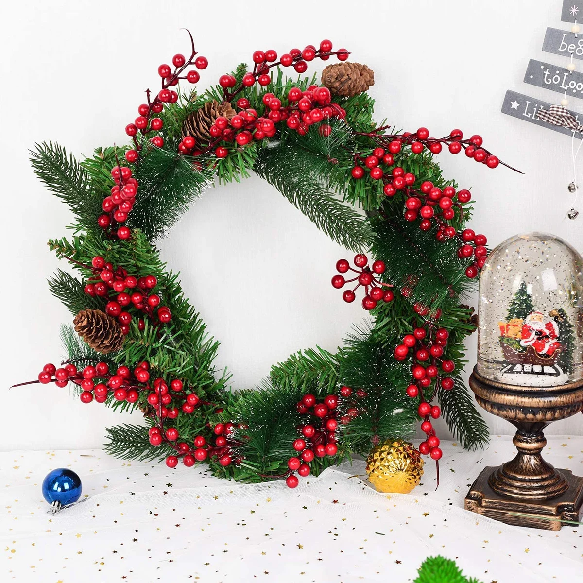 

10Pcs Simulated Berry Branches Berry Home Wedding Christmas Tree Ornament Photography Props Simulation Flower