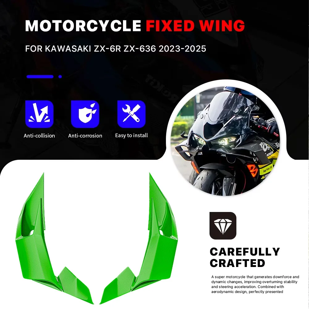 Motorcycle Fairing Side Winglet Fixed Wing Spoiler For KAWASAKI ZX-6R ZX6R ZX-636 ZX636 2023-2025 Aerodynamic Air Deflector Kit