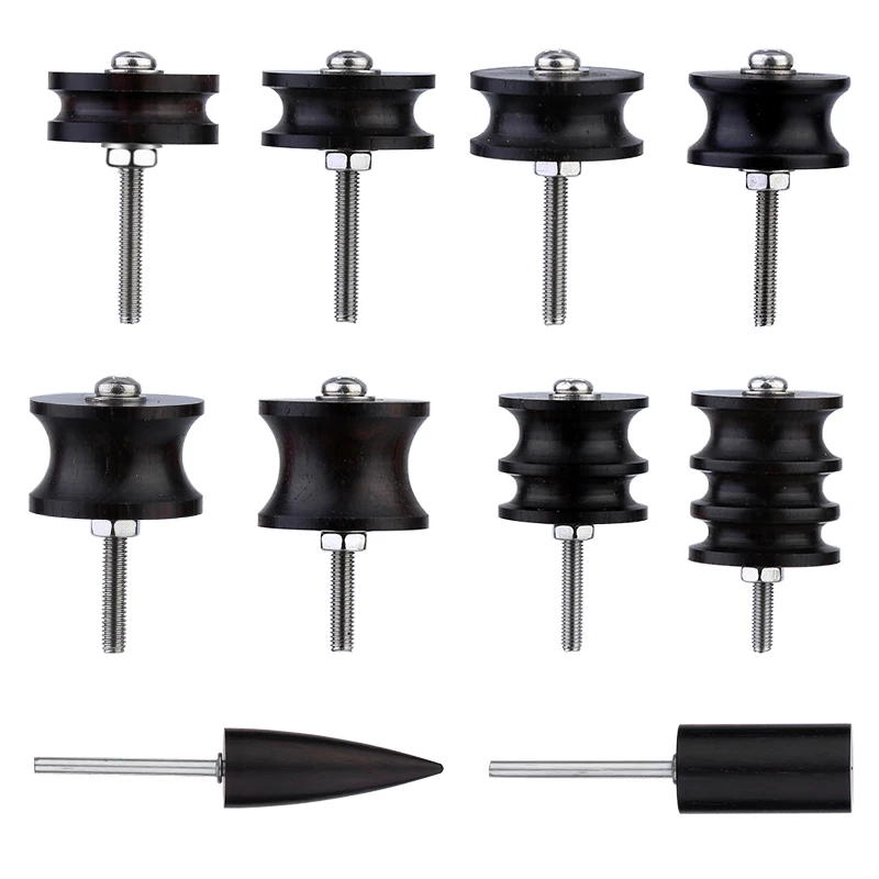 LMDZ 1PC Black Ebony Wood Leather Burnisher Polished Rods Leather Edge Polishing Slicker Flat/Pointed Head Handicraft DIY Tools