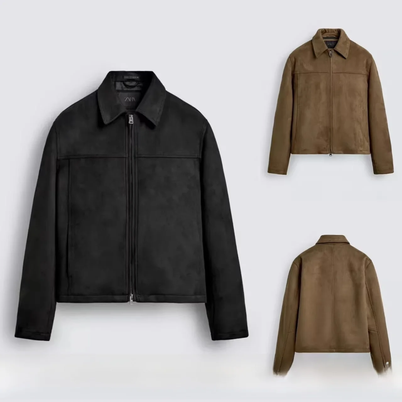 

Новая мужская замшевая куртка-жакет в рабочем стиле, теплая, повседневная, приталенного кроя, с длинными рукавами, на молнии, без капюшона