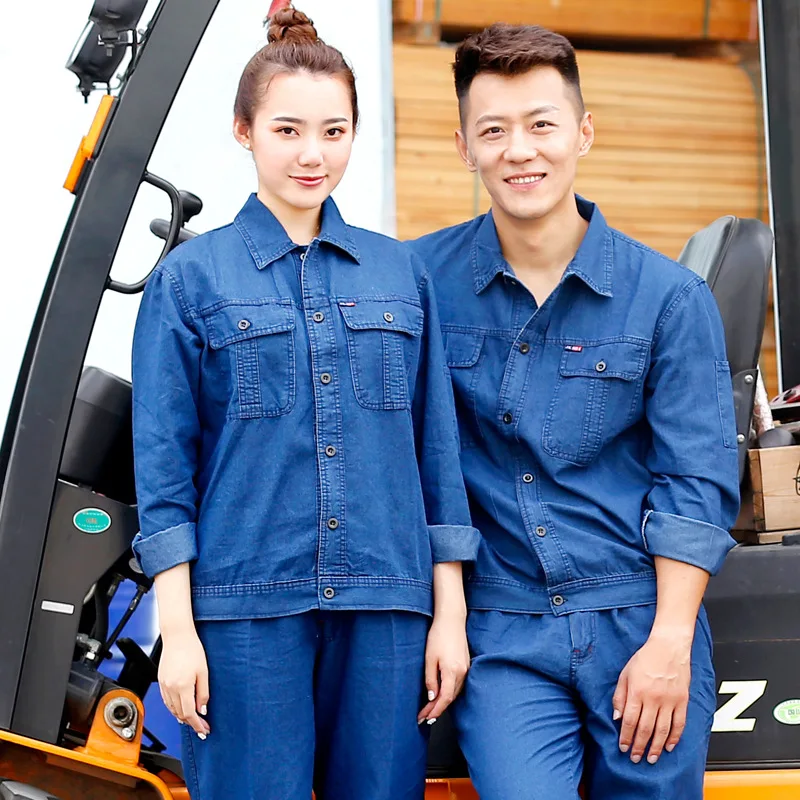 デニムオーバーオールセット-溶接工の服-夏用-薄手冷却-電気溶接-火傷防止ツール-薄手エンジニアリング服