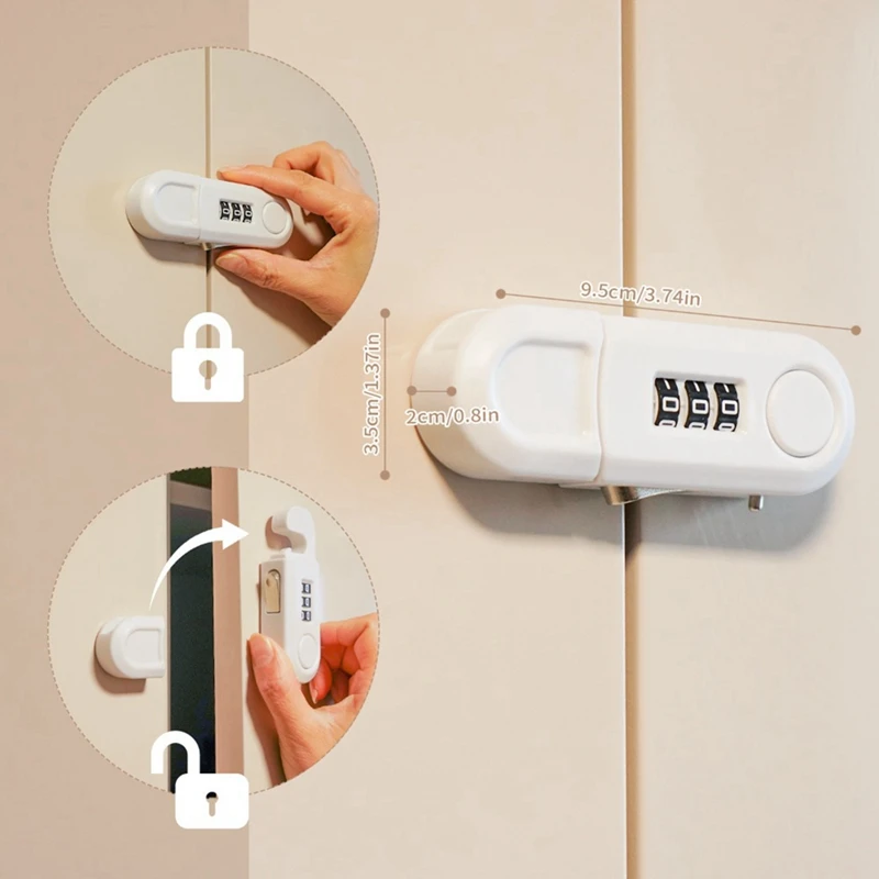 Fechadura com senha de gaveta, fechadura de segurança para porta de armário não perfurada, abertura dupla, geladeira, escritório doméstico, anti-roubo Lock-AT64