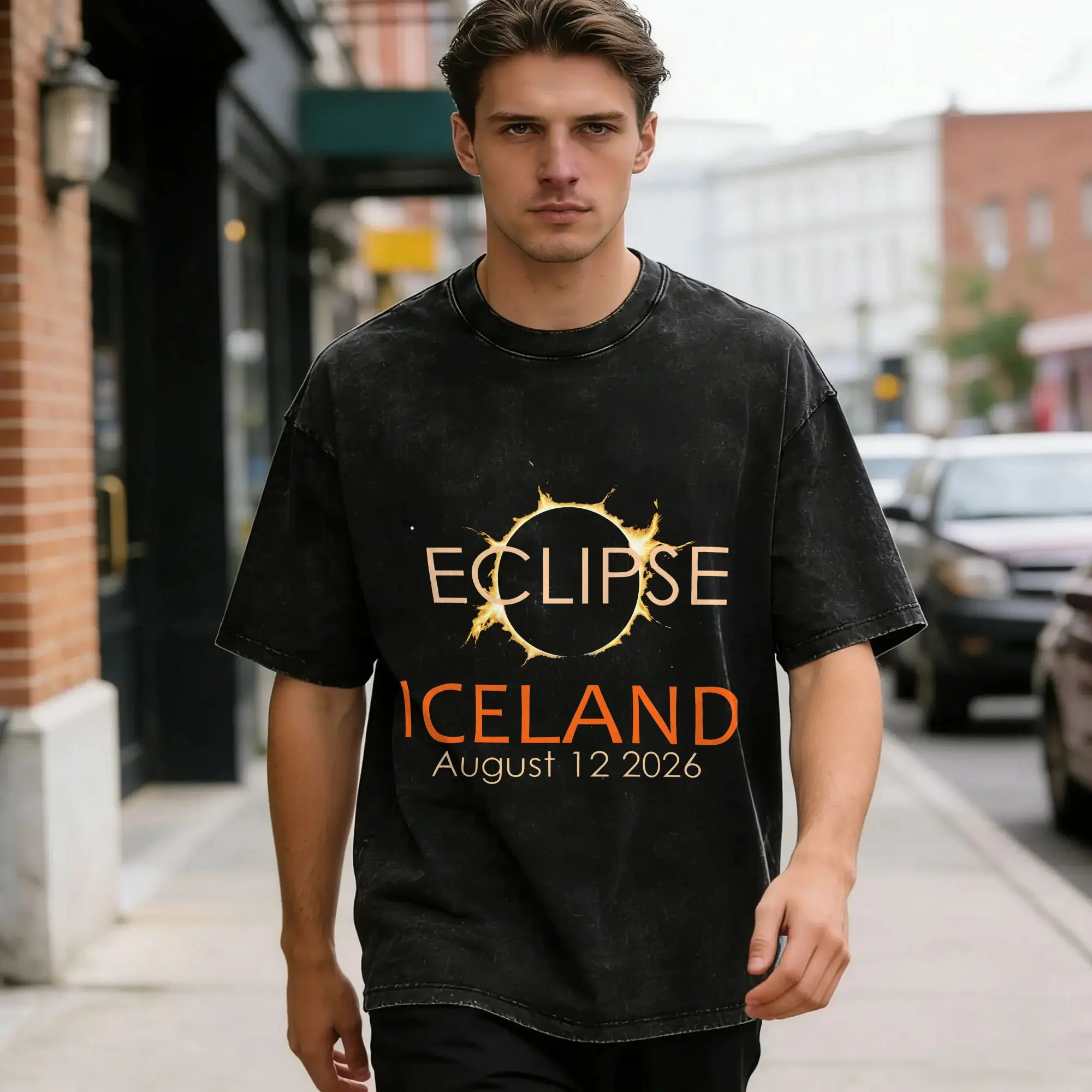Iceland Total Solar Eclipse August 2026  T-Shirt Summer  Vintage T-Shirts Casual Harajuku Tshirt For Male Short-Sleeve Top Tees