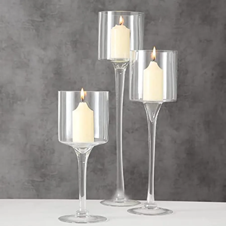 

Hurricane Candle Holder Glass Candleholders Holders Votive Long Stem Tealight Tall High Tea Light Elegant Transparent Ideal Din