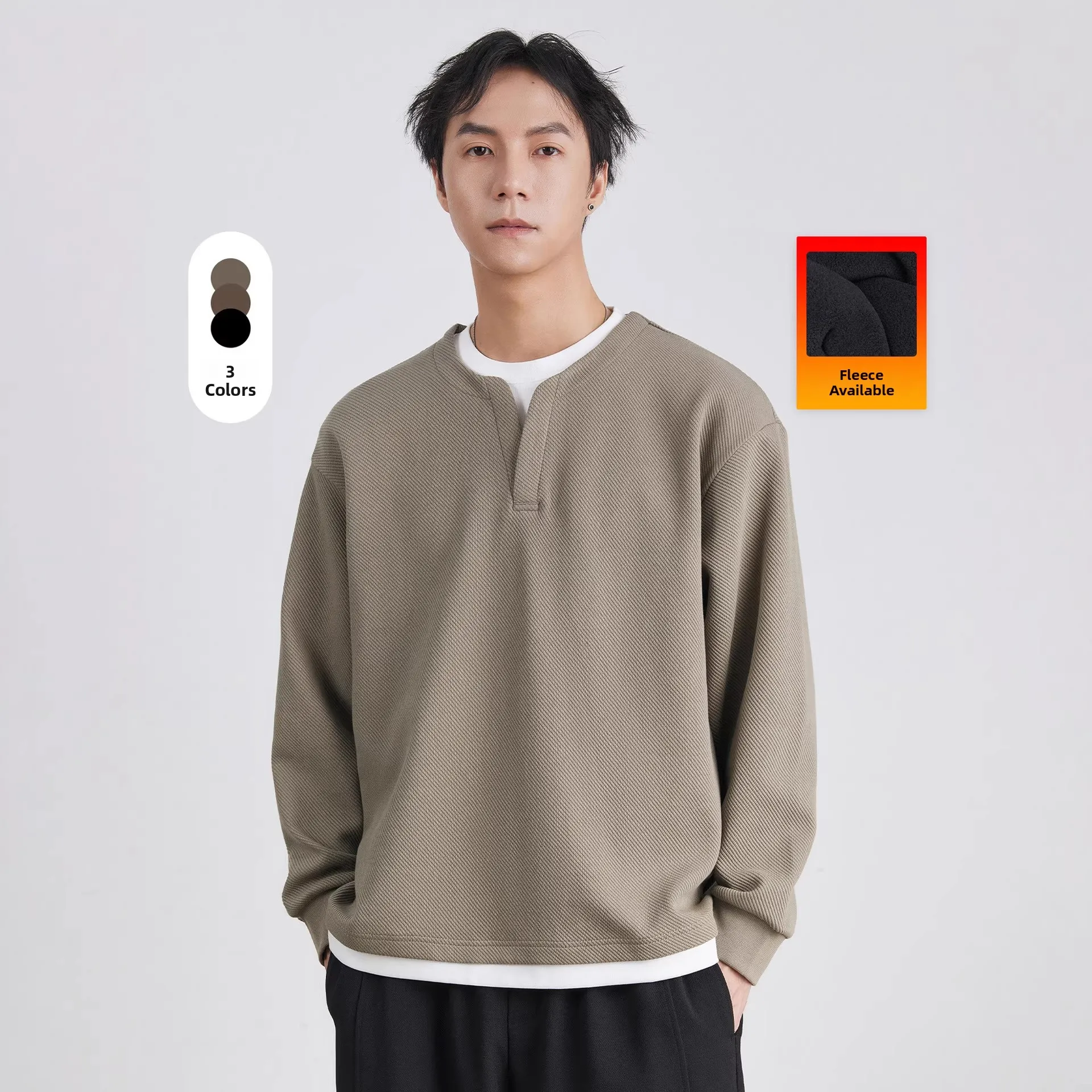 

Мужская толстовка свободного кроя с круглым вырезом, имитация двухслойности, повседневная базовая футболка, весна 2026, новинка, с принтом Bird Home Element