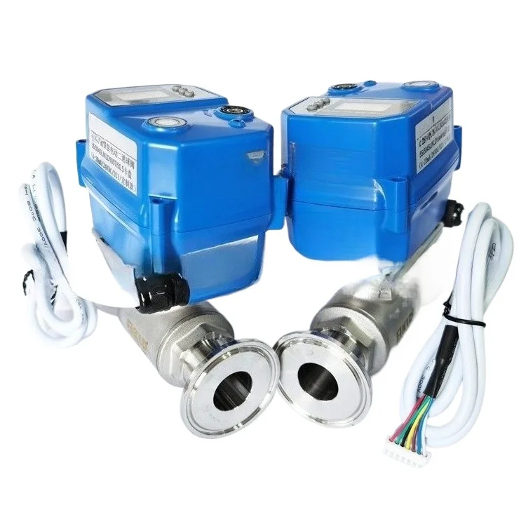 Clamp Electric Ball Valve Chuck Quick Load Electric Two or Three Way Ball Valve 304316 Stainless Steel Food Grade