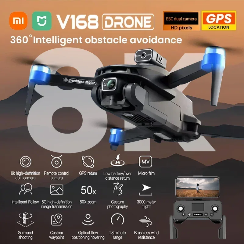 

XIAOMI MIJIA V168 Drone 8K GPS Professional HD Aerial Photography Dual-Camera Omnidirectional Obstacle Avoidance Drone Original