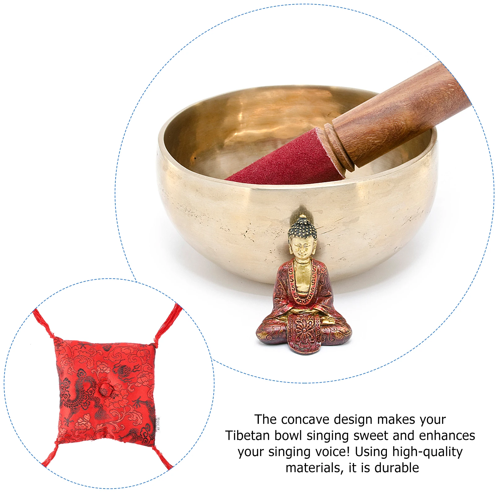 

Singing Cushion Tibetan Sound Bowl Pad For Meditation Yoga Cloth Concave Design Comfortable Pillow Supplies