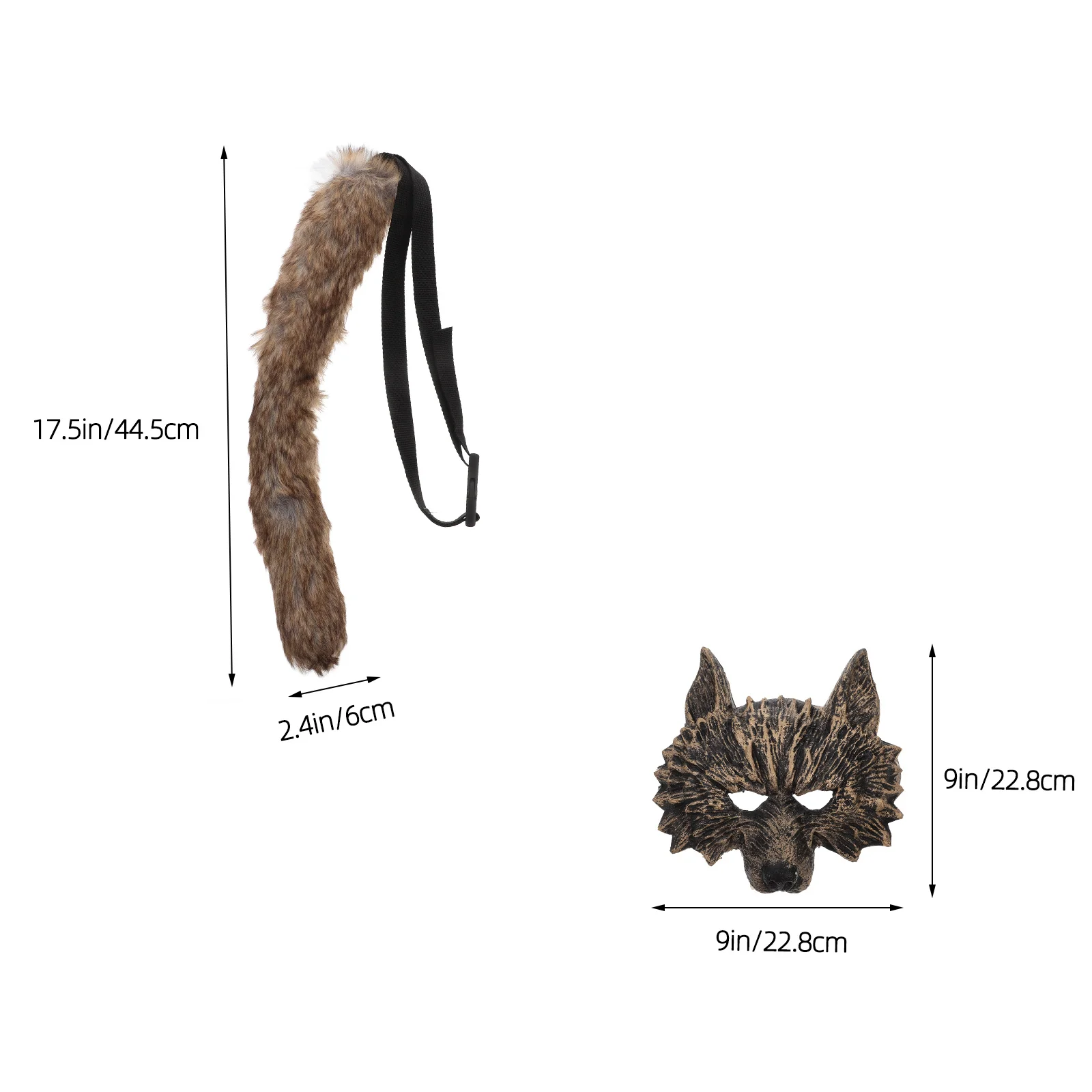 Conjunto de disfraz de hombre lobo para adultos y niños con máscara de lobo realista y cola para mascarada de Halloween, fiestas temáticas, espectáculos escénicos