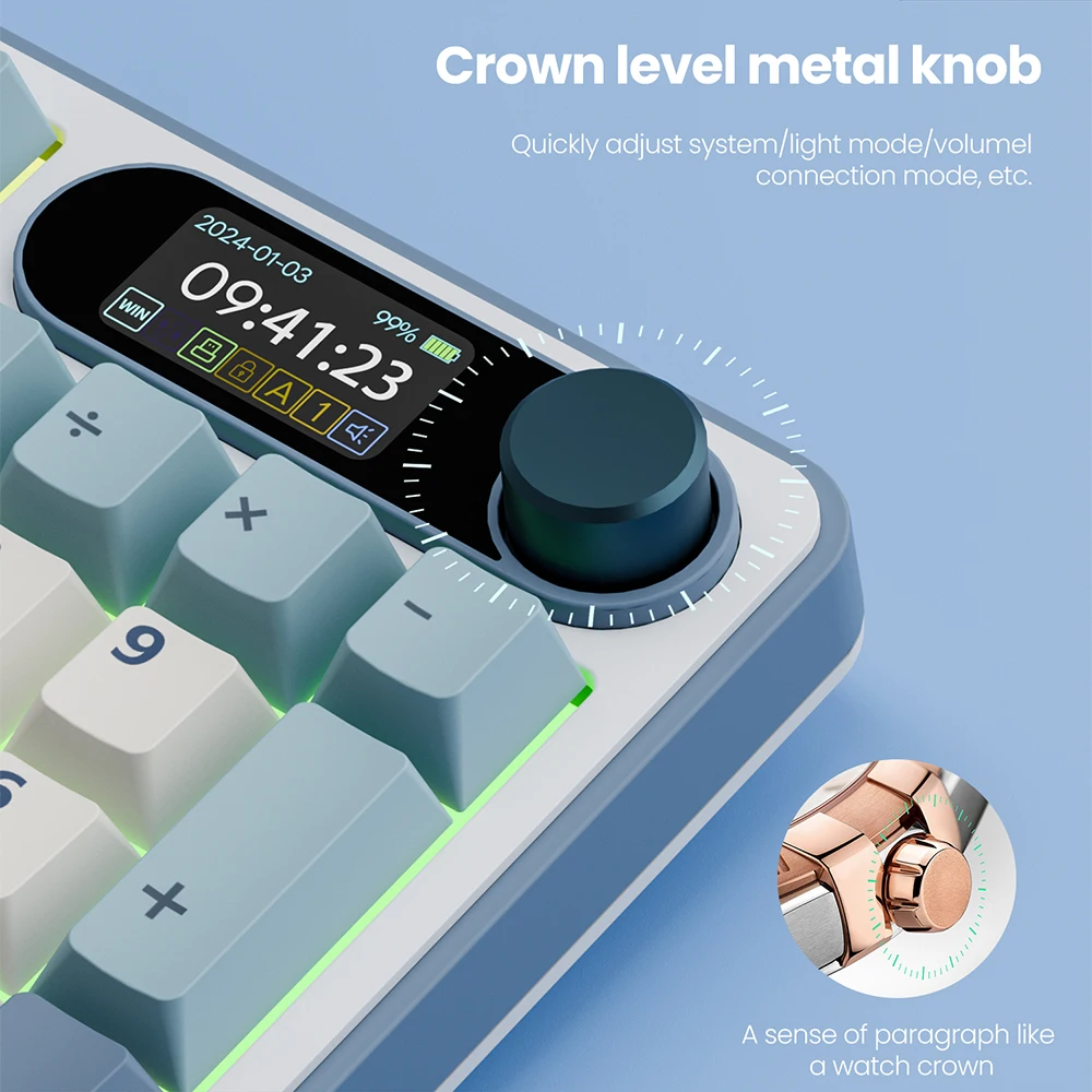 Teclado Mecánico Inalámbrico ROYAL KLUDGER S98 Español con Pantalla TFT Superior, 98 Teclas RGB, Intercambiable en Caliente, Tri-modo, para Gamers 5