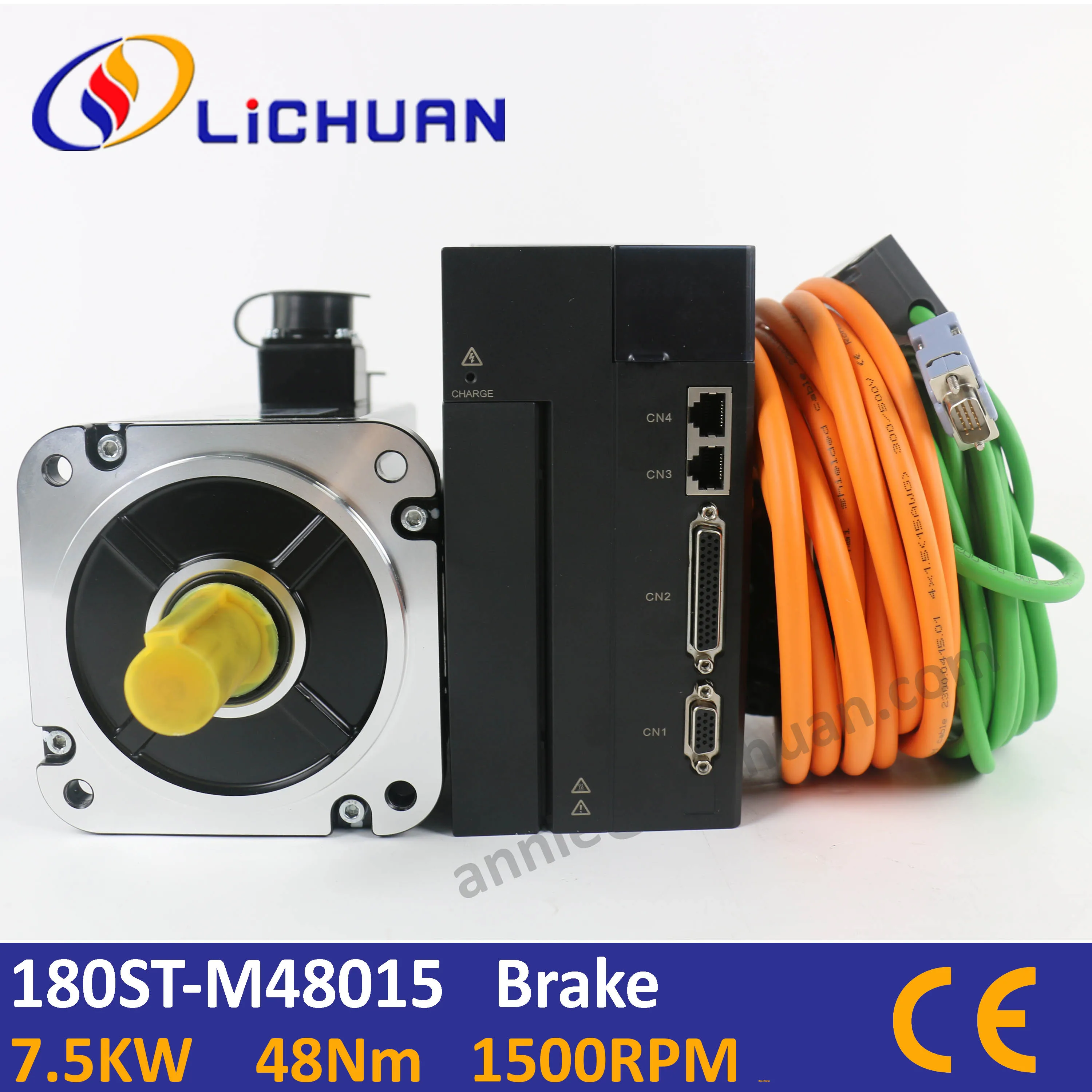 

Lichuan 7.5KW servo motor with brake 3phase AC380V 48Nm 1500rpm with servo driver kit 23bit encoder high performance for CNC