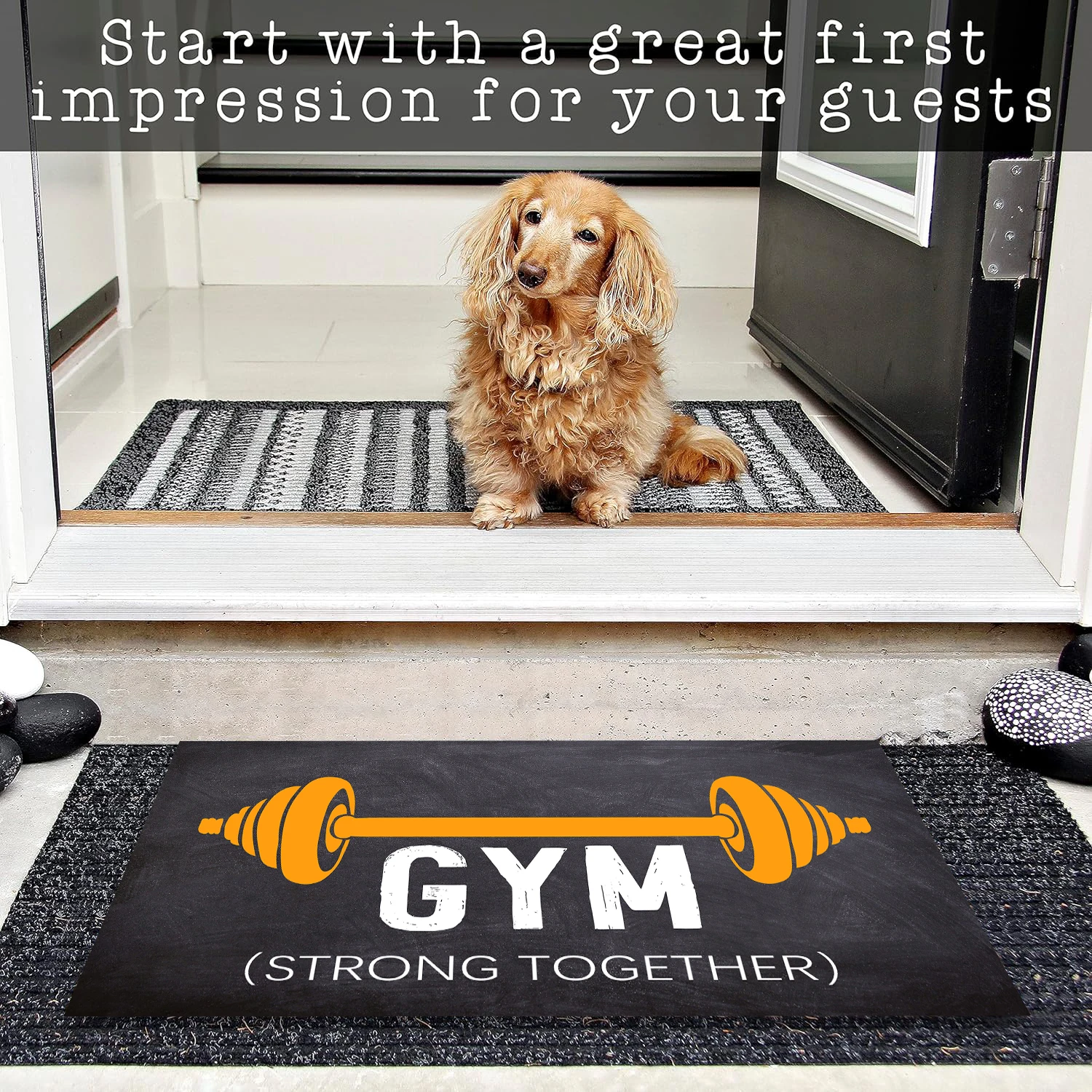 Welcome Gym Fitness Trainer Doormat Custom Name Motivational Front Door Mat Personalized Welcome Mat Indoor Outdoor Entrance Rug