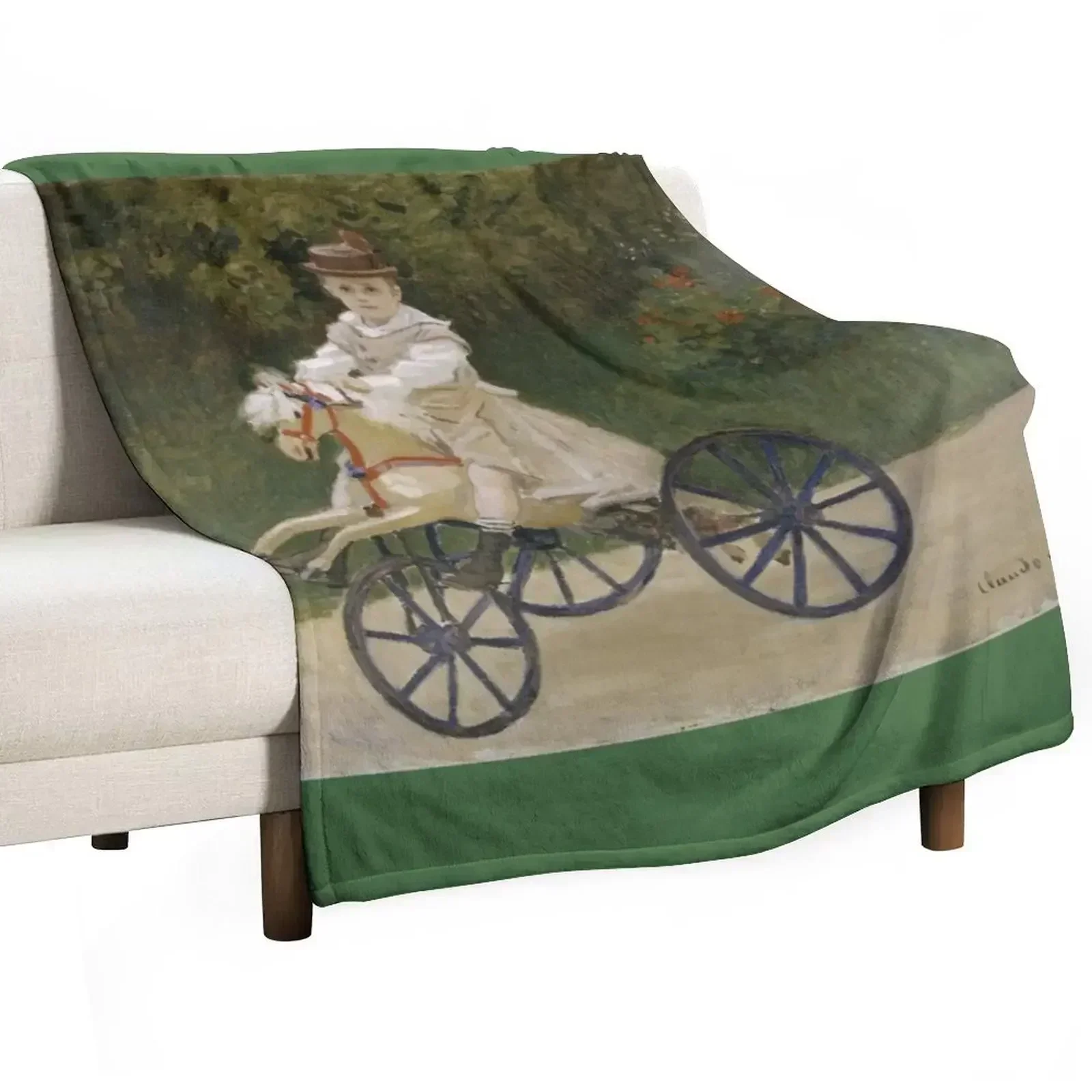 Jean Monet on his Hobby Horse by Claude Monet Throw Blanket Decorative Beds Sofa Quilt Furrys Blankets