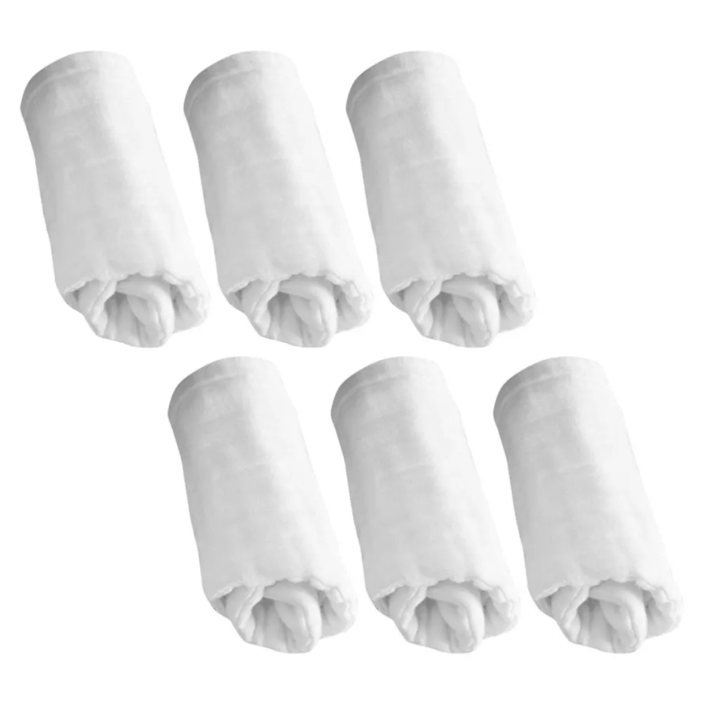 

6 Pcs White Cloth Diapers Diaper Pure Cotton Muslin Burp Cloths Baby Boy Girl Newborn Washcloths Reusable Pee Pads Dog