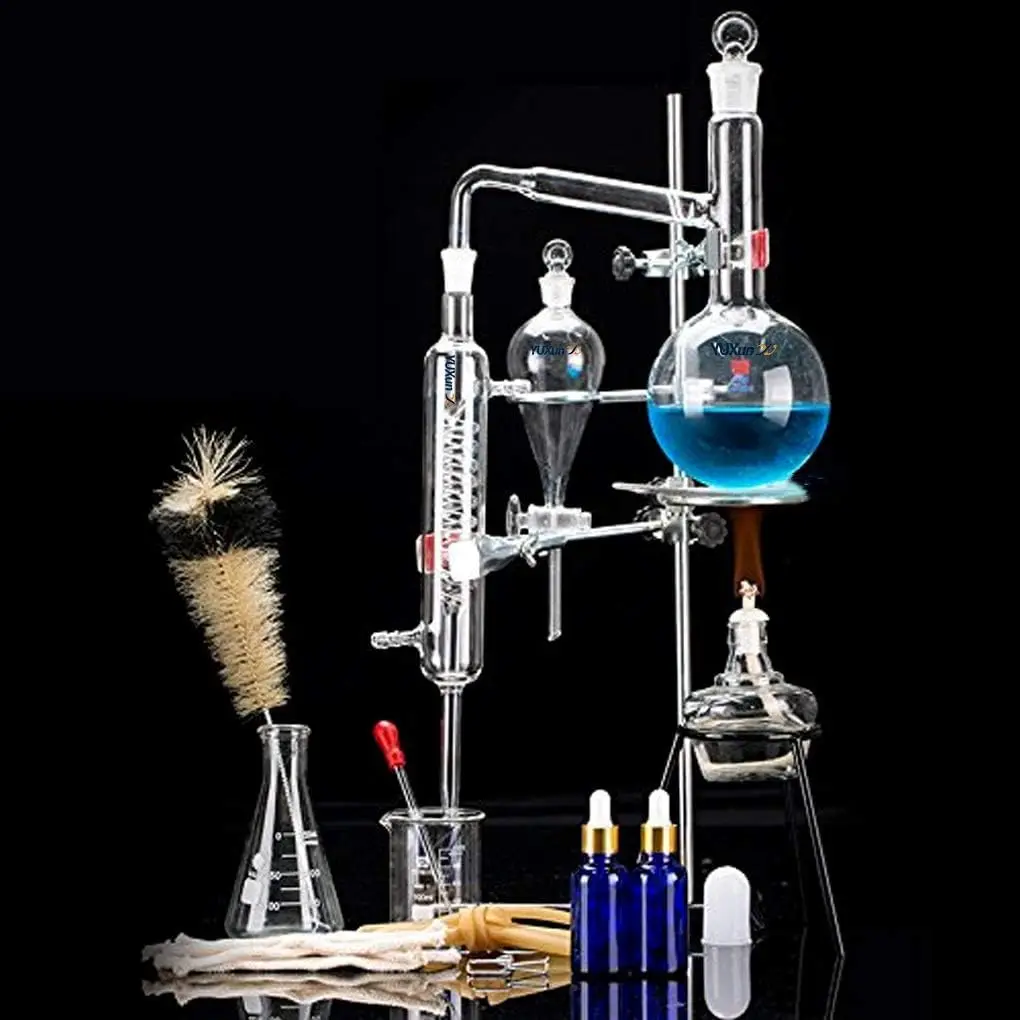 

Home Distiller Distilling to Make Oil Moonshine Alcohol Distiller Chemistry Lab Glassware Kit Glass Distillation Apparatus Set
