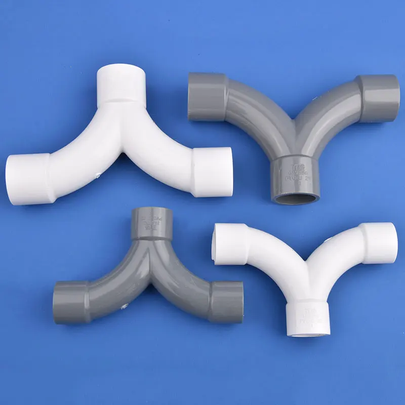 1Pc 20/25/32mm PVC Pipe Big Flow Y-type 3-Way Splitter Connector Water Pipe Large Arc Elbow Tee Joint Garden Irrigation Fittings