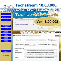 Newest FOR TOYOTA TIS Techstream 18.00.008 Software Link and Active Code Work with MINIVCI MINI VCI Support win10 64bit