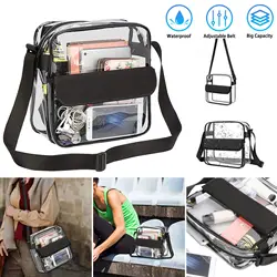 Men Women Clear PVC Shoulder Bag Concert Transparent Crossbody Bag For PGA Stadium Purse With Front Pocket Simple Messenger Bag