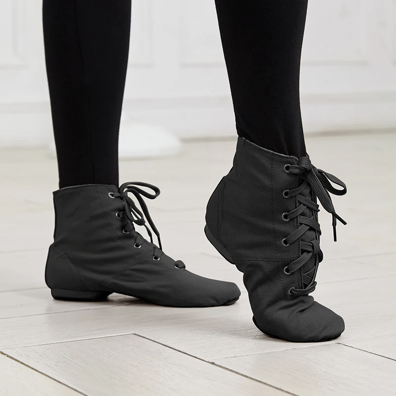 Zapatos de baile de Jazz de lona para niñas y niños, zapatillas de baile de suela dividida, zapatos de baile con cordones, botas de baile de Jazz para adultos, zapatos de gimnasia y Fitness