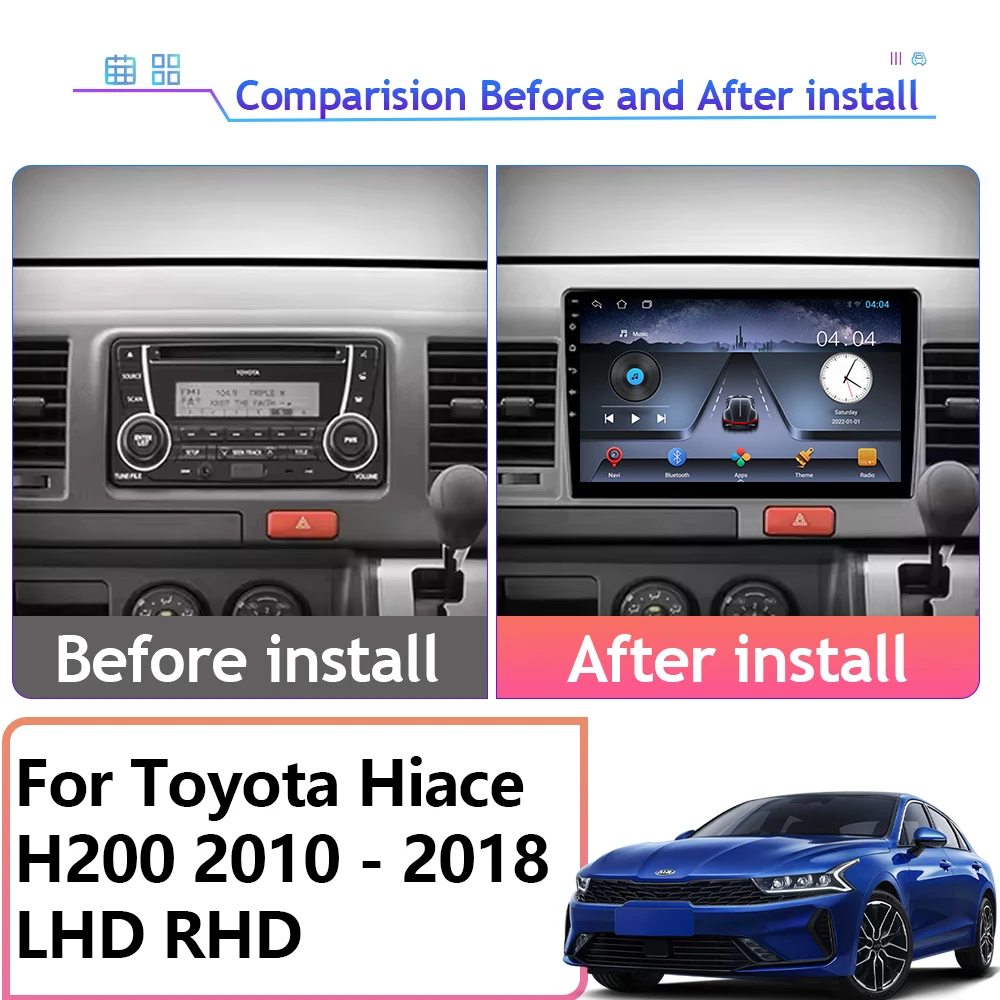 4G For Toyota Hiace H200 2010 - 2018 LHD RHD Stereo Carplay Android Auto GPS Navigation Multimedia Player Car Radio Wifi No 2din