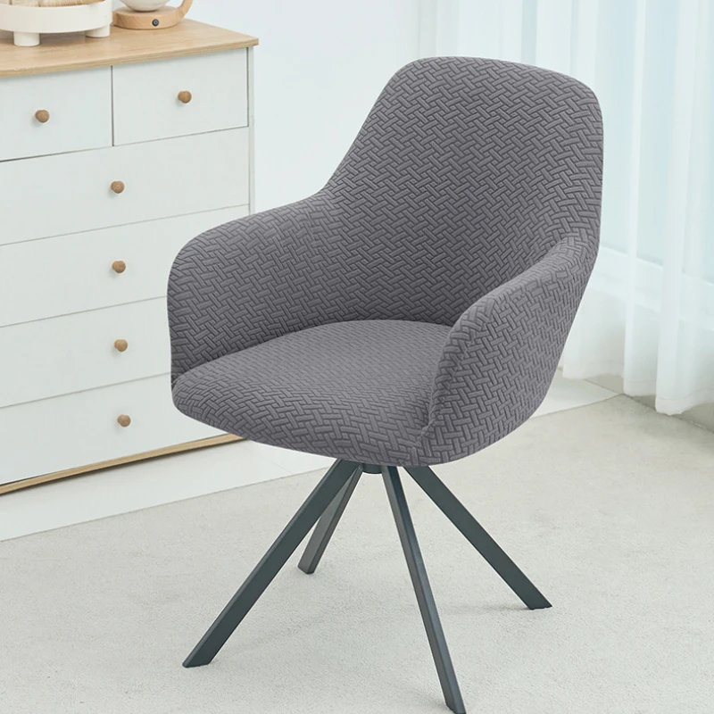 Elastic Stretch Chair Cover for Dining Room Knitted Jacquard High Armrests Chair Cover Designer Patterned Chair Cover