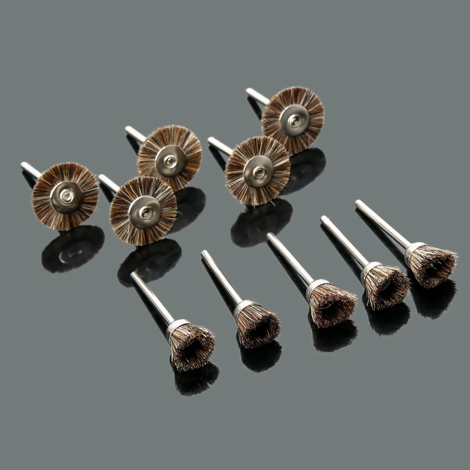 10Pcs Polishing Wheel Brushes Kit Flat Brush+Bowl Brush & 3mm Shank for Mini Drill Metal Buffing Deburring Rotary Abrasive Tools