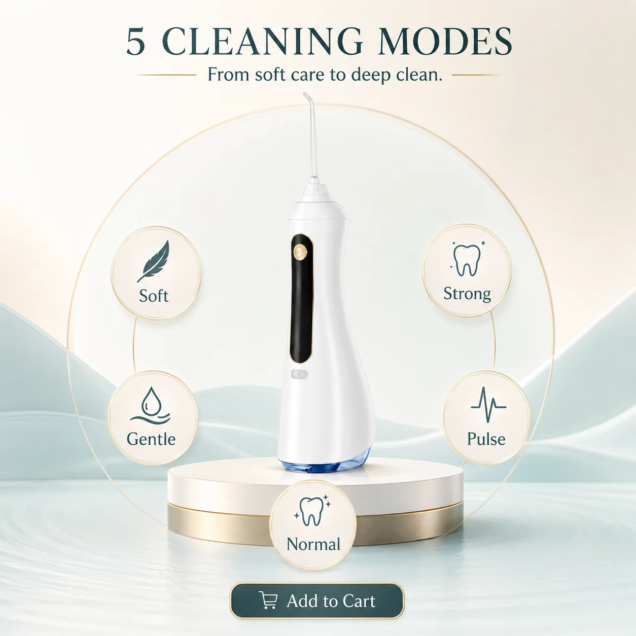 Cordless Water Flosser 320ml Large Tank Oral Irrigator  Teeth Cleaner 5 Modes Waterproof Dental Flossing Device for Home Travel