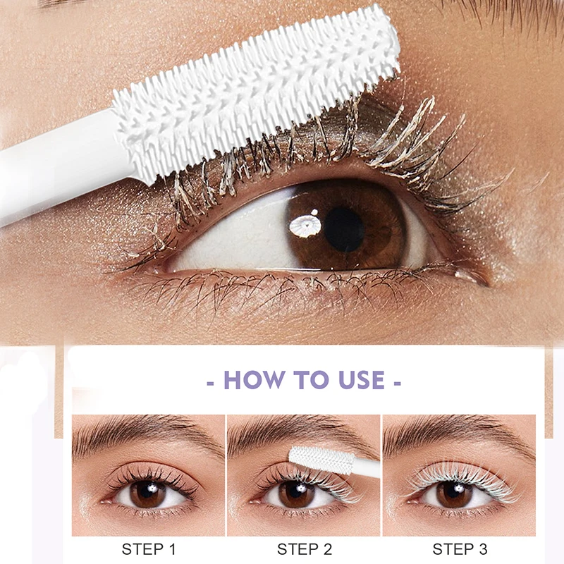 ماسكارا بيضاء طويلة ومجعدة، رموش ملونة مقاومة للماء والعرق، بدون كلمب، ليس من السهل تلطيخها، ليس من السهل التآكل