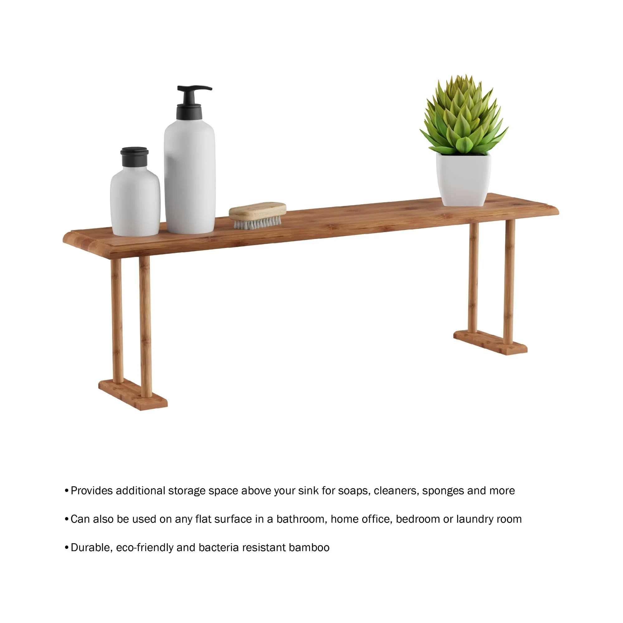

Bamboo Sink Shelf - Counter Organizer and Space-Saving Storage,Durable and Waterproof